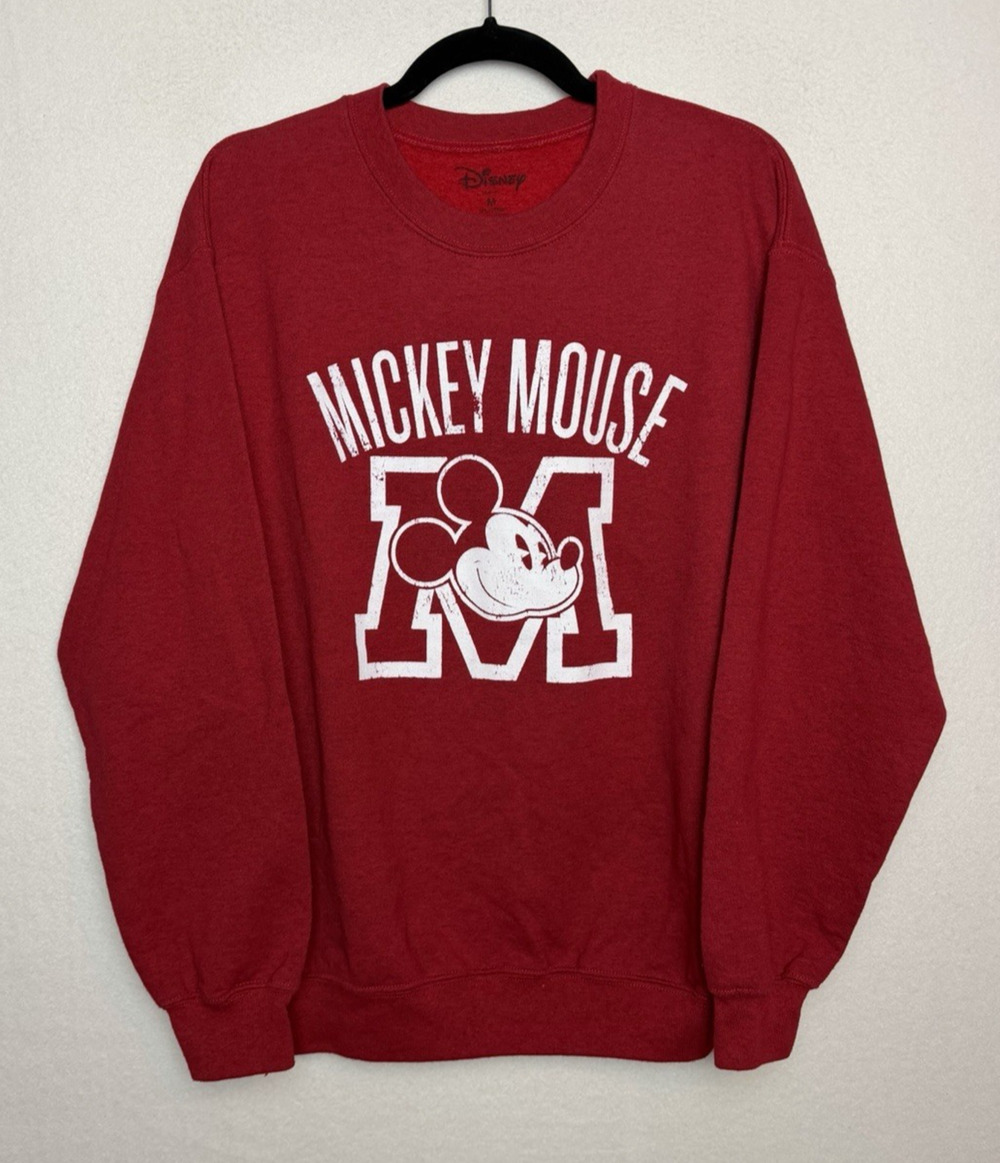 Mickey Mouse Disney Red Crewneck Pullover Sweatshirt Size Medium